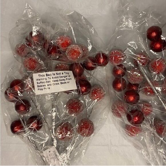 2 Sets of Red Seasonal Cherry decor - Picture 1 of 4